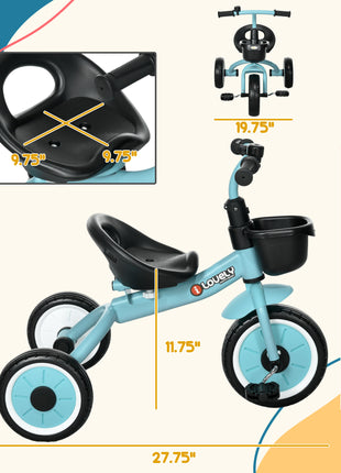 Tricycle for Kids Age 2-5, Toddler Bike for Children, Blue