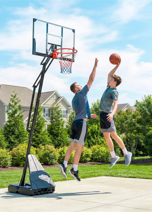 Portable Basketball Hoop Outdoor, 8-10ft Adjustable Basketball Goal, 47 Inch Shatterproof Backboard, Hand-Crank Lift