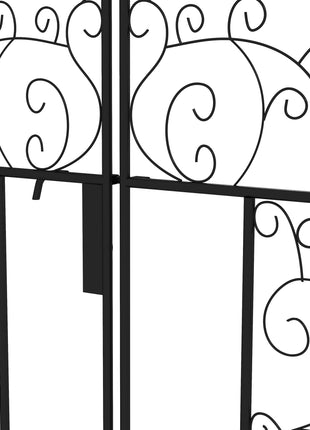 89.25" Metal Garden Arch with Gate, Garden Arbor Trellis for Climbing Plants, Roses, Vines, Wedding Arch, Black