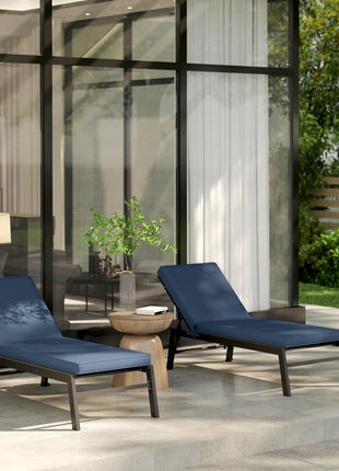 2-Piece Patio Chair Cushions with Backrests, Replacement Cushions for Outdoor Lounge Chair, Sky Blue
