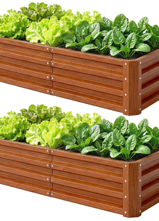 Galvanized Raised Garden Bed, 4' x 2' x 1' Metal Planter Box, for Growing Vegetables, Flowers, Herbs, Succulents, Brown