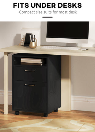 Mobile Storage Cabinet Organizer with Drawer and Cabinet, Printer Stand with Castors, Black