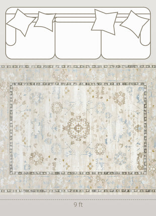 6x9 Area Rug, Indoor Boho Machine Washable Carpet for Living Room, Bedroom, Dining Room, Kitchen, Blue