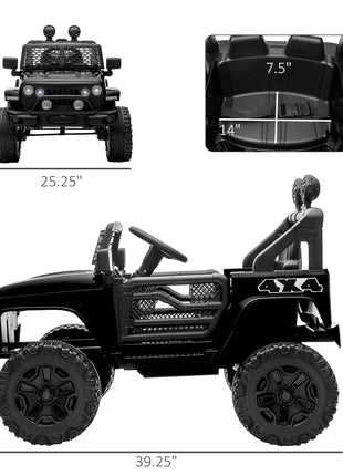12V Battery Powered Kids Ride On Car Off Road Truck Toy w/ Parent Remote, Black