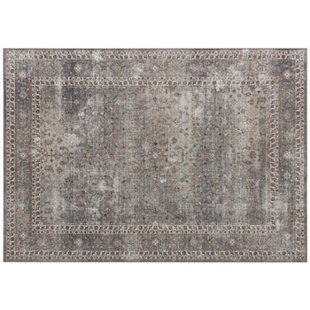 Machine Washable Area Rug 8x10, Non-Slip Traditional Floor Cover Foldable Carpet for Living Room, Dark Mixed-Brown