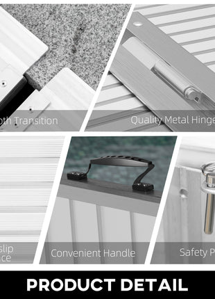5' Foldable Handicap Ramp for Home, Steps, Doorways, Aluminum Portable Wheelchair Ramp, Textured Threshold Ramp, Silver