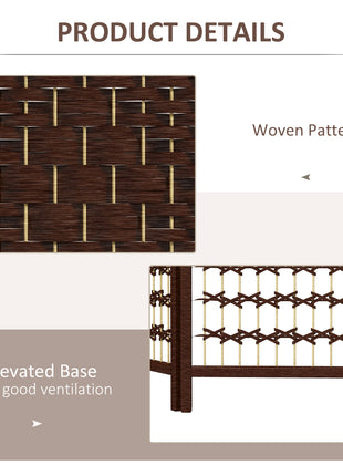 4 Panel Folding Room Divider Portable Privacy Screen Wave Fiber Room Partition for Home Office Brown