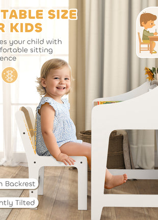 Kids Desk and Chair Set with Storage and Shelves, for Bedroom & Study Room, Gift for 3-8 Years Old, Natural Wood