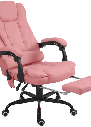 7-Point Vibrating Massage Office Chair High Back Massaging Office Desk Chair with Lumbar Support, Footrest, Pink