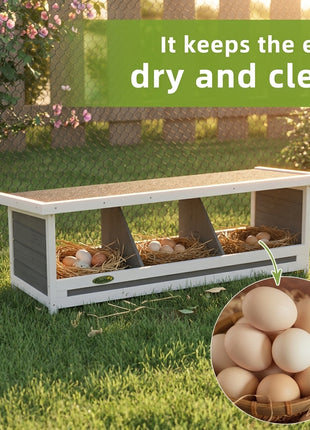 Wood Nesting Boxes Chicken Coop Accessories for Up to 3 Chickens, with Asphalt Roof, Gray