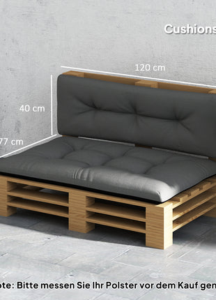 2 Seater Pallet Cushions Outdoor 3.9" Thick Replacement Cushions - Tufted Design for Garden, Patio, Black