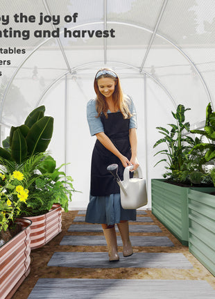 9.7' x 6.5' x 6.5' Walk-in Tunnel Greenhouse, Outdoor Green House with Anti-Tear PE Cover, Zipper Doors and Mesh Windows, White