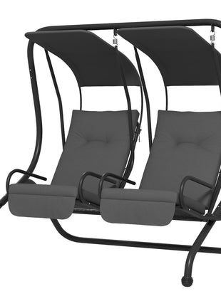 2-Seater Outdoor Porch Swing with Canopy, Patio Swing Chair for Garden, Poolside, Backyard, Gray