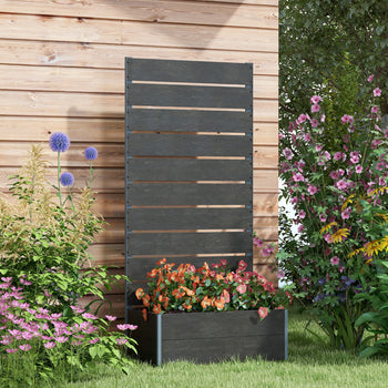 Trellis Planter for Climbing Plants, Raised Garden Bed with Trellis, Planter Box for Outdoor, 28.25" x 15" x 59", Black
