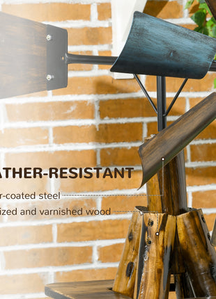 Windmill Weather Vane, Wind Vane with Bottom Shelf, Steel Windmill Head, Stained Wood