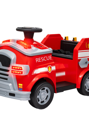12V Ride on Fire Truck with Siren, Flashing Lights Fire Extinguisher, Soft Start, Horn Music, Red
