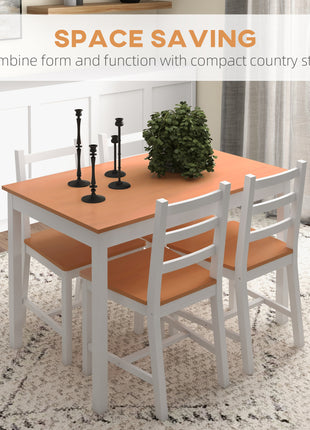Dining Table Set for 4, 5 Piece Modern Kitchen Table and Chairs, Solid Wood Dining Room Set for Small Spaces, Breakfast Nook, White
