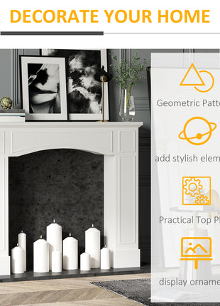 Modern Fireplace Mantel, Surround Mantels for Fireplace with Decorative Pattern Interior Width 29" White