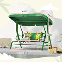 Kids Patio Swing Chair with Adjustable Canopy, Safety Belt for Patio, Garden, Poolside, Balcony, Dark Green