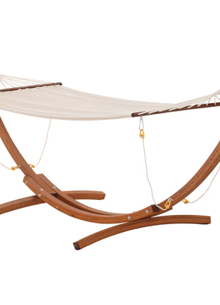 10' Wood Outdoor Hammock, Hammock with Stand Rainbow Bed, Heavy Duty Roman Arc Hammock for Single Person for Patio Backyard Balcony Porch, White
