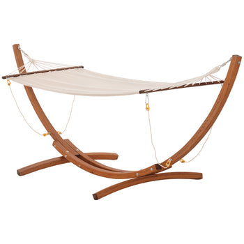 10' Wood Outdoor Hammock, Hammock with Stand Rainbow Bed, Heavy Duty Roman Arc Hammock for Single Person for Patio Backyard Balcony Porch, White