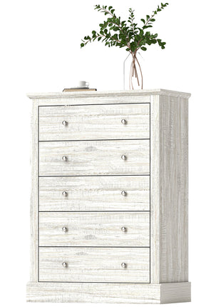 31" Wide Farmhouse Chest of Drawers with 5 Drawers, Dresser for Bedroom with Wood Top for Living Room, Dirty Oak