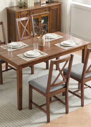 Set of 4 Dining Chairs, Upholstered X-Back Dining Room Chairs with Rubberwood Legs and Padded Seat for Kitchen, Walnut
