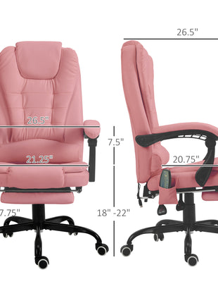 7-Point Vibrating Massage Office Chair High Back Massaging Office Desk Chair with Lumbar Support, Footrest, Pink