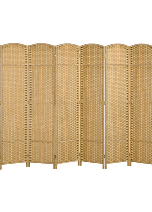 Folding Room Divider Screen 8 Panel 5.6 ' Tall Privacy Screen Freestanding Room Partition for Home Office, Nature Wood
