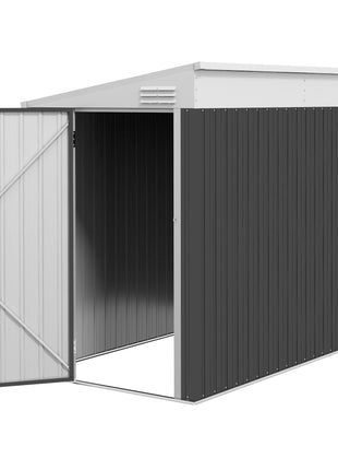 4' x 8' Lean to Garden Storage Shed, Outdoor Metal Tool House with Lockable Door Vents for Backyard Patio Lawn, Gray