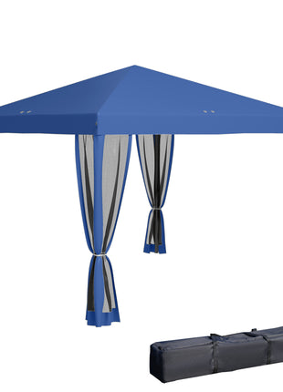 10' x 10' Pop Up Canopy Tent with Netting, Instant Gazebo, Screen House Room with Carry Bag, Height Adjustable, for Outdoor, Garden, Patio, Camping, Blue