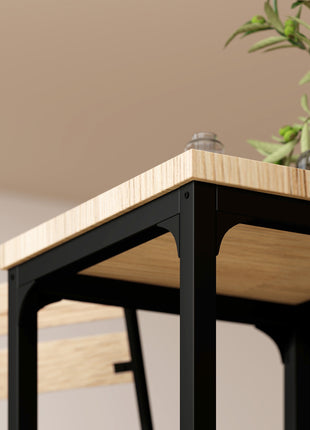 3 Piece Dining Table Set for 2, Modern Kitchen Table and Chairs, Dining Room Set for Breakfast Nook, Light Wood Grain