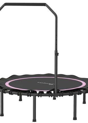 48" Rebounder Trampoline for Adults, Foldable Mini Trampoline with Adjustable Handle Bar for Indoor Outdoor, Pink