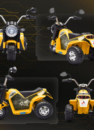 Electric Motorcycle for Kids, 6V Battery Powered Ride-On Dirt Bike 3-Wheels Motorbike with Horn Headlights Realistic Sounds Speed for 18 - 36 Months Yellow