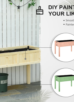 Raised Garden Bed Elevated Wooden Planter Box with Space-Saving Folding Design, Drainage Holes, & Inner Liner for Vegetable Fruit Herb Grow
