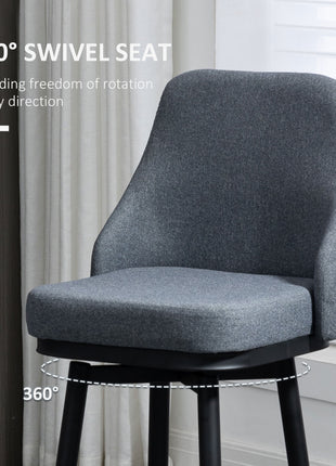 Modern Bar Stools, Set of 2 Swivel Kitchen Chairs, Dark Gray