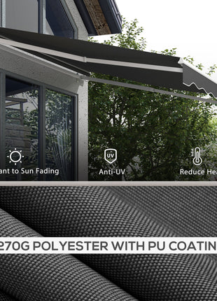 10' x 8' Electric Retractable Awning, Sun Shade Shelter，Remote Controller and Crank Handle for Deck, Balcony, Yard,