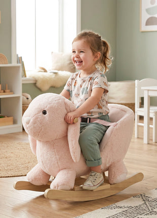 Rabbit Wooden Rocking Horse with Sound, Pink