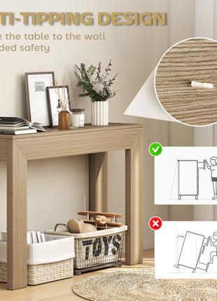 Modern Console Table, 47" Narrow Entryway Table, Natural Wood