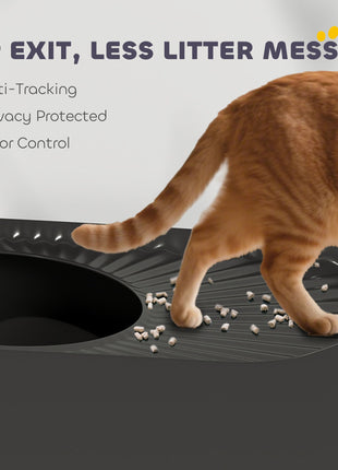 Extra Large Stainless Steel Litter Box, Enclosed Cat Litter Box with Scoop, Top Entrance, Non-slip Pads, Black