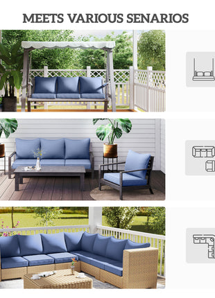 Patio Chair Cushions Set of 2 with Seat & Backrest, Fade Resistant Seat Replacement Cushion Set, Blue