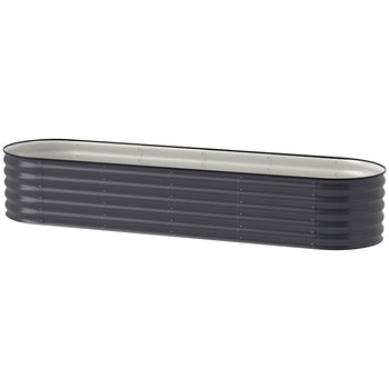 7.9' x 2' x 1.4' Galvanized Raised Garden Bed Kit, Metal Planter Box with Safety Edging, Dark Gray