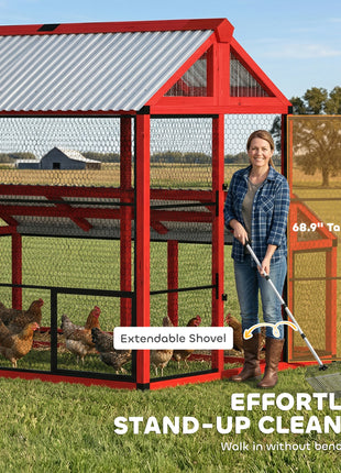 187.3" Large Chicken Coop, Walk-in Wooden Hen House, Outdoor Poultry Cage with Run, Weatherproof Roof, Nesting Box