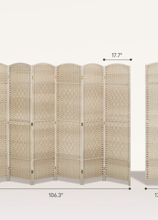 Folding Room Divider Screen 6 Panel 6' Tall Privacy Screen Freestanding Wood Partition for Home Office, Washed Oak