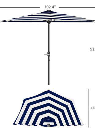 Half Umbrella Outdoor Patio Umbrella, UPF 30+ Small Balcony Umbrella, Vented Half Patio Umbrella with Crank 8 Ribs, Porch Umbrella for Garden Deck Poolside, Navy Blue