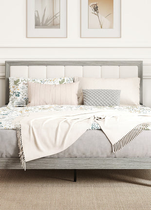 Queen Bed Frame with Headboard Queen Platform Bed Frame with Wooden Slats No Box Spring Needed Easy Assembly Gray