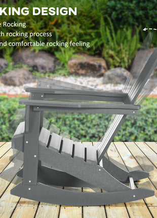 Outdoor Rocking Chair, HDPE Adirondack Porch Rocker Chair for Garden, Patio, Light Gray