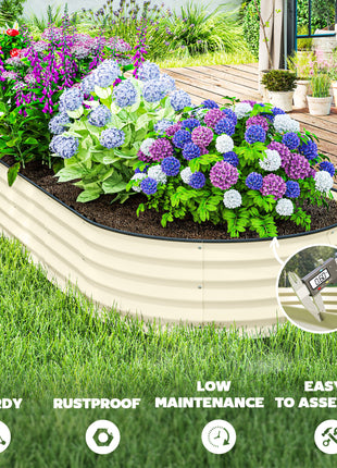 7' x 3' x 1' Raised Garden Bed Set, 2PCS Raised Beds for Gardening with Metal Plant Stakes, Cream White