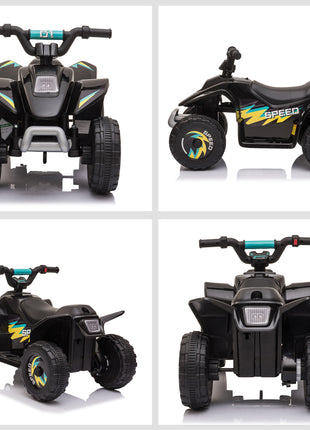 6V Kids ATV 4-Wheeler Ride on Car, Electric Motorized Quad Battery Powered Vehicle with Forward/Reverse Switch for 18-36 Months Old Toddlers, Black