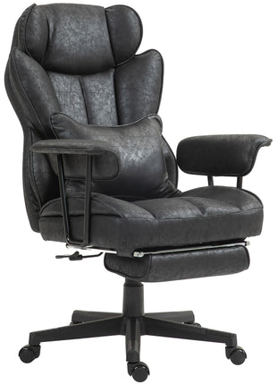 396lbs. Big and Tall Office Chair, Executive Office Chair with Footrest, Lumbar Support, and Reclining Function, Black